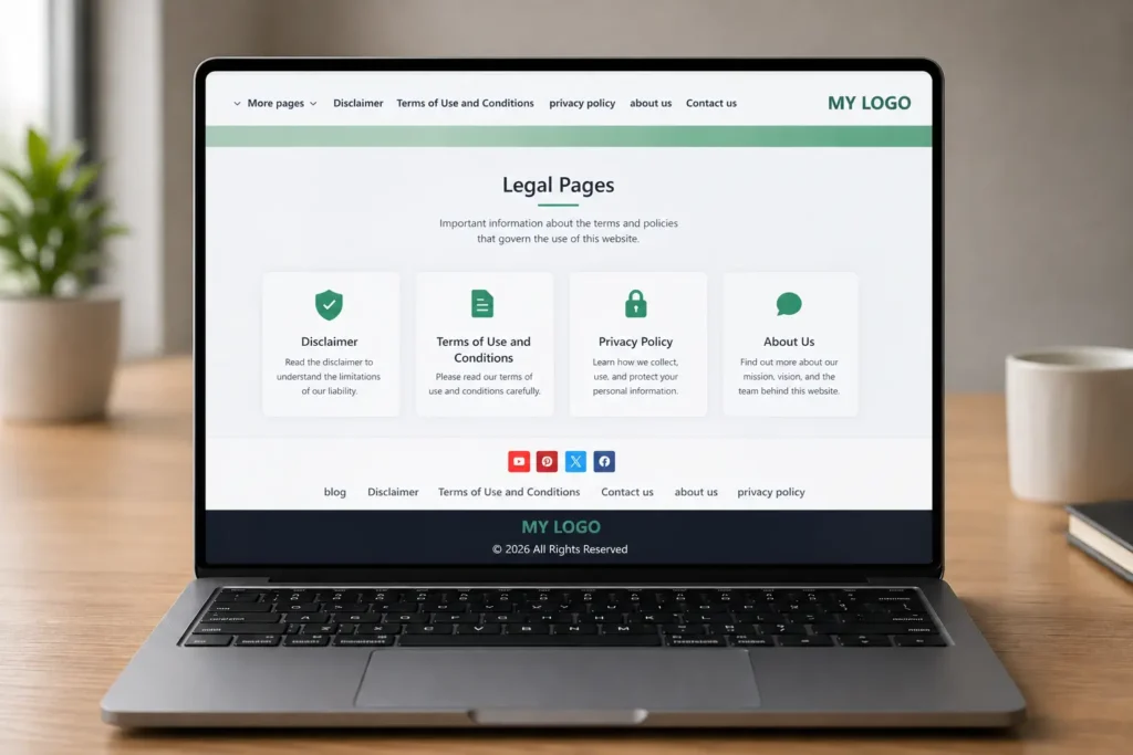 show legal pages in header and footer